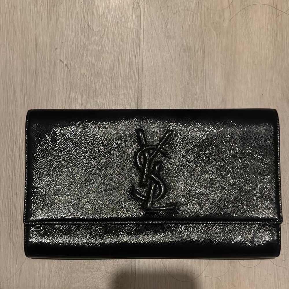 Yves Saint Laurent Black and Silver Clutch